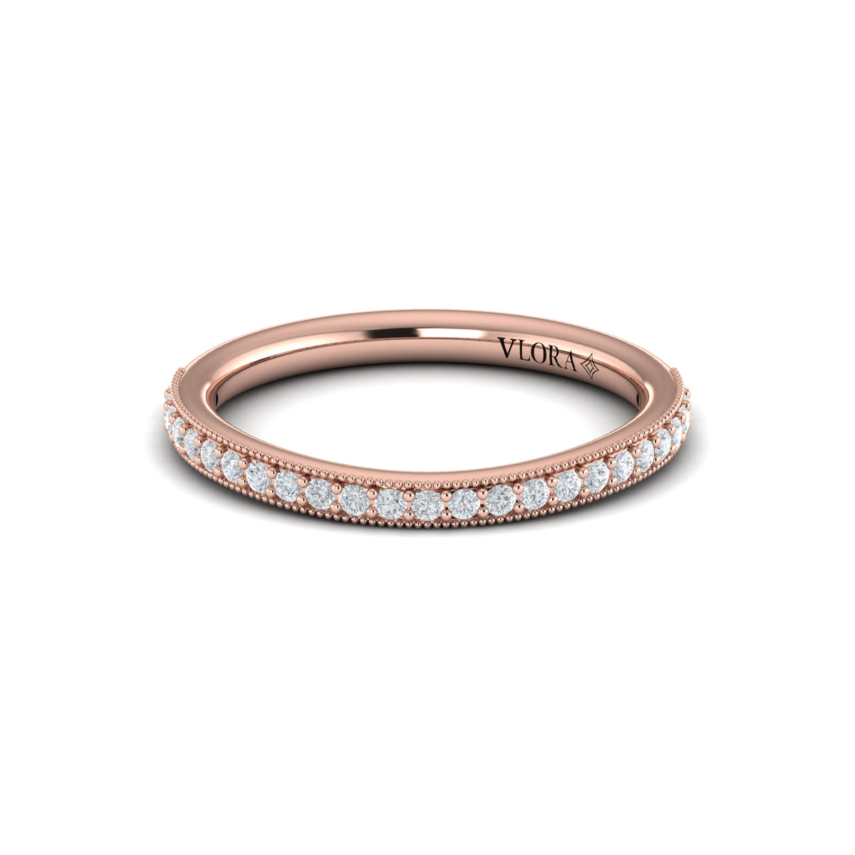 14kt Rose Gold Diamond Womens Matching Wedding Band