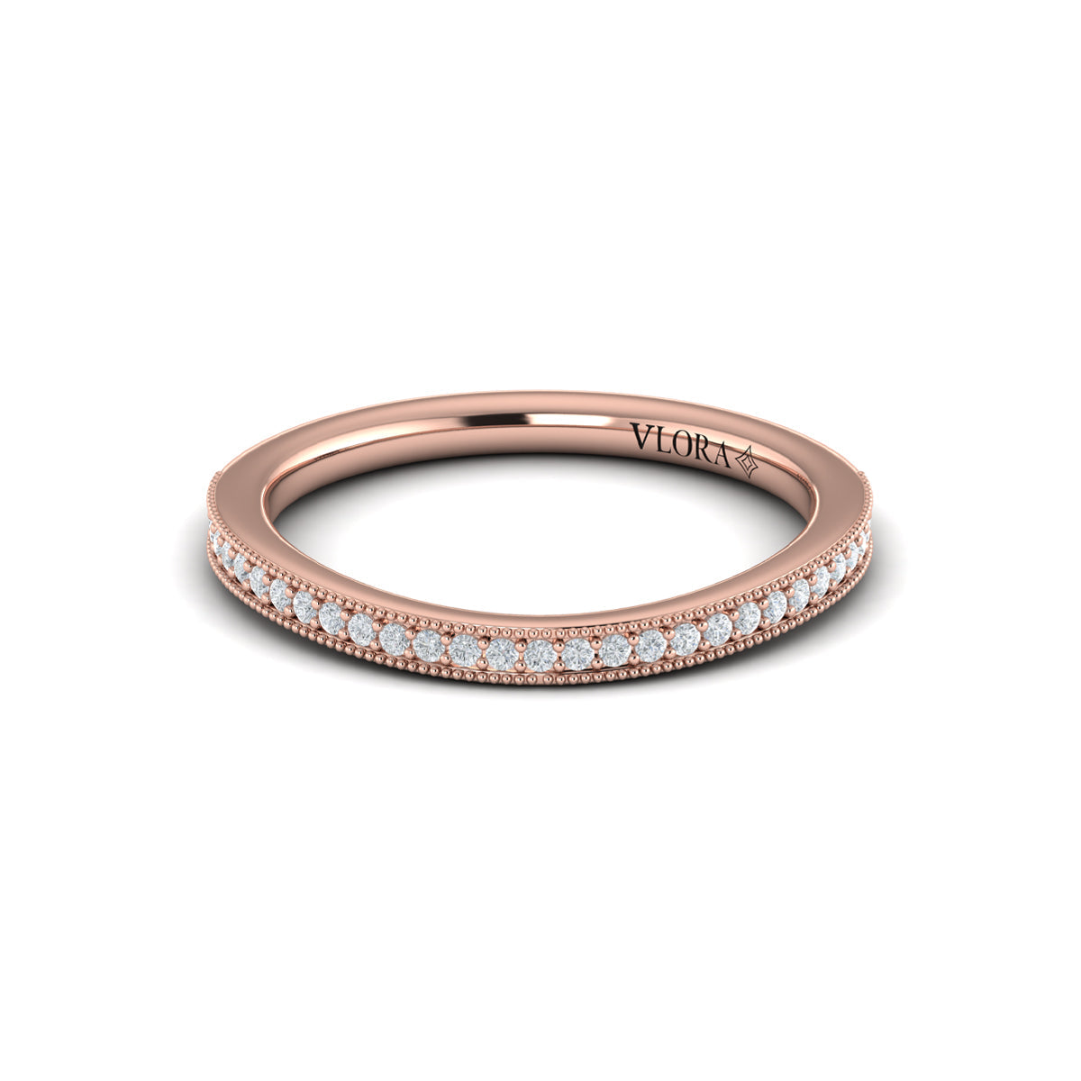 14kt Rose Gold Diamond Womens Matching Wedding Band