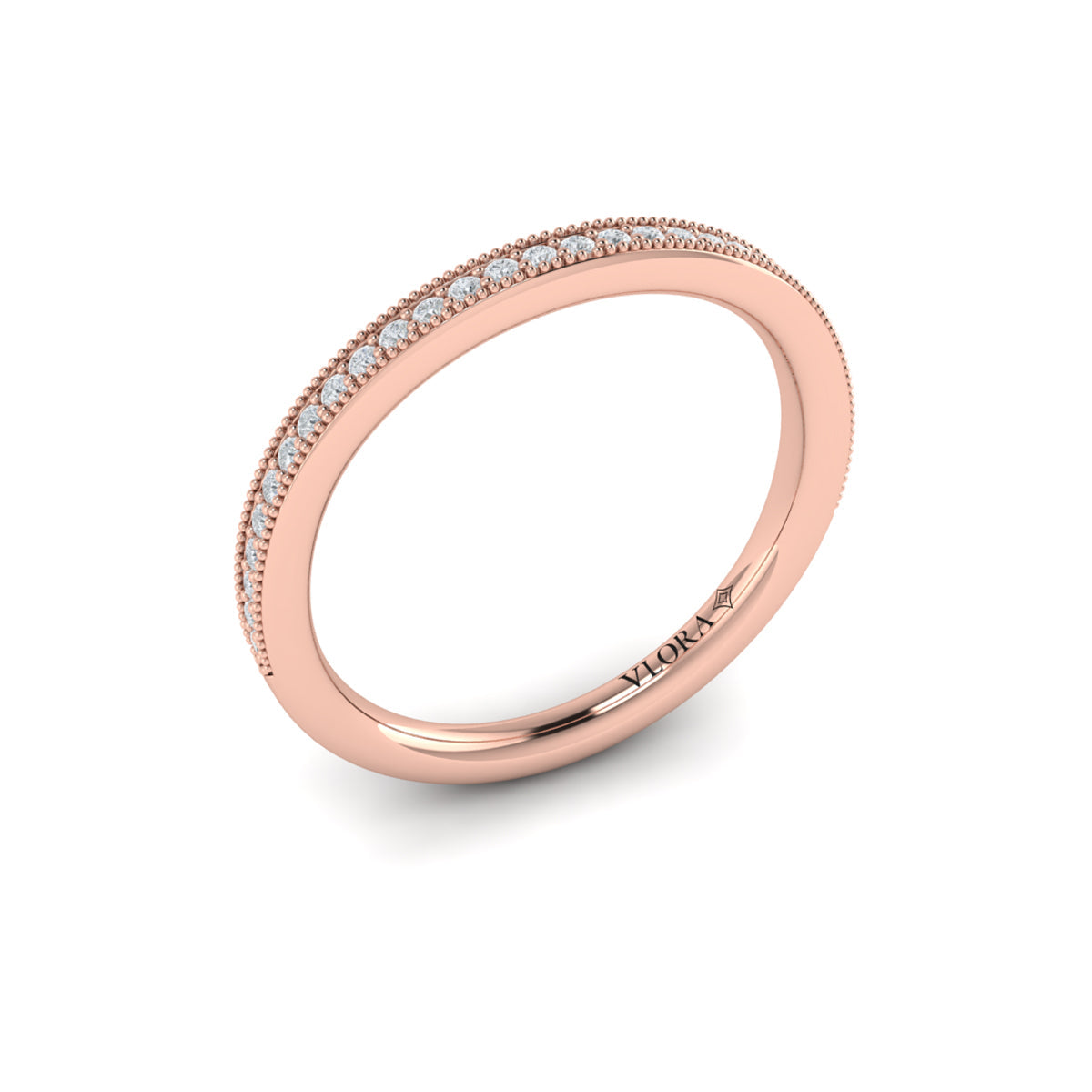 14kt Rose Gold Diamond Womens Matching Wedding Band