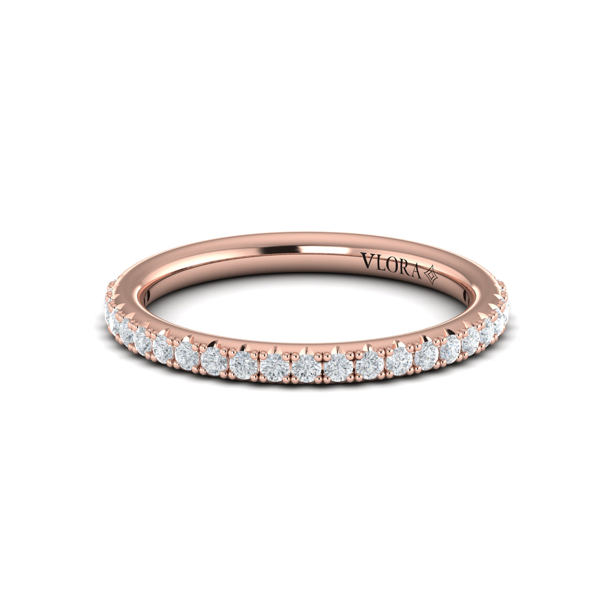 14kt Rose Gold Diamond Womens Matching Wedding Band