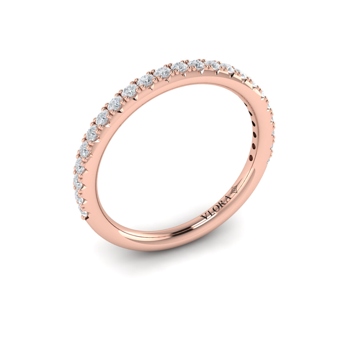 14kt Rose Gold Diamond Womens Matching Wedding Band