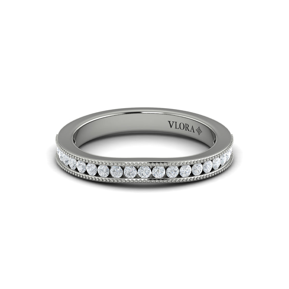 14K White Gold Diamond Womens Matching Wedding Band