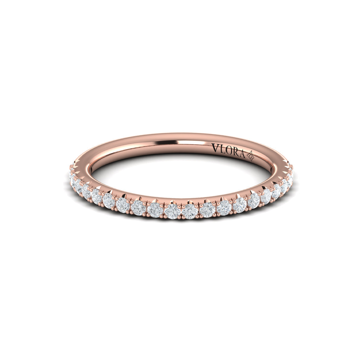 14kt Rose Gold Emerald Cut Womens Matching Band