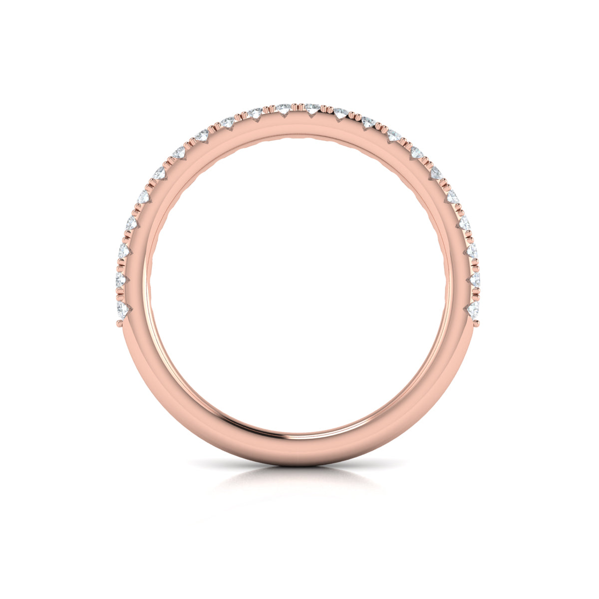 14kt Rose Gold Emerald Cut Womens Matching Band