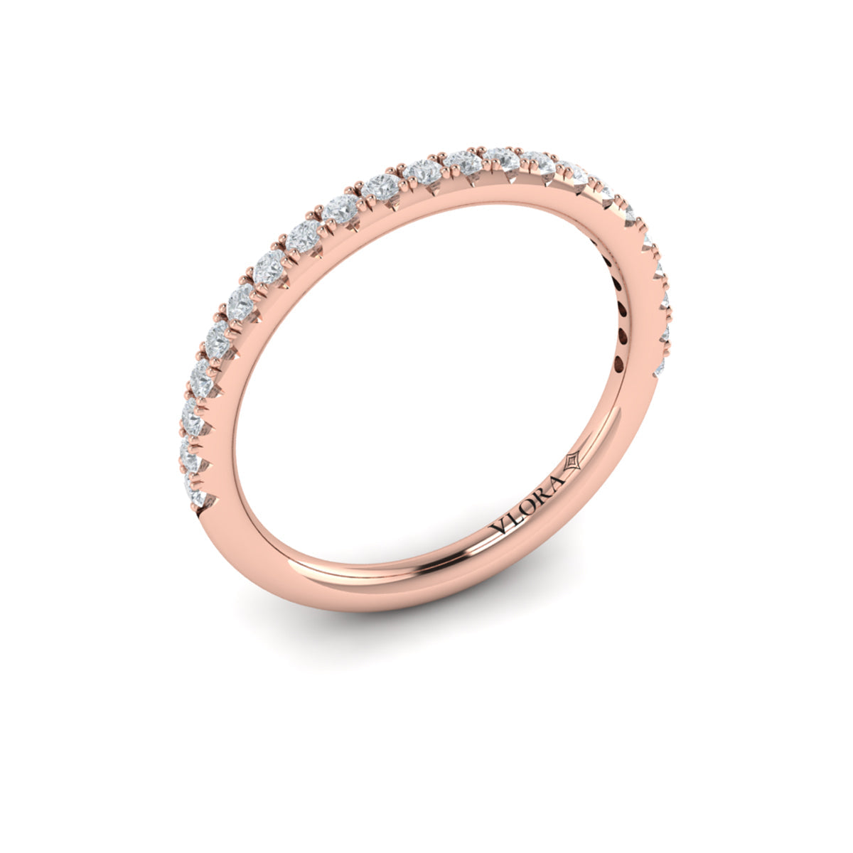 14kt Rose Gold Emerald Cut Womens Matching Band