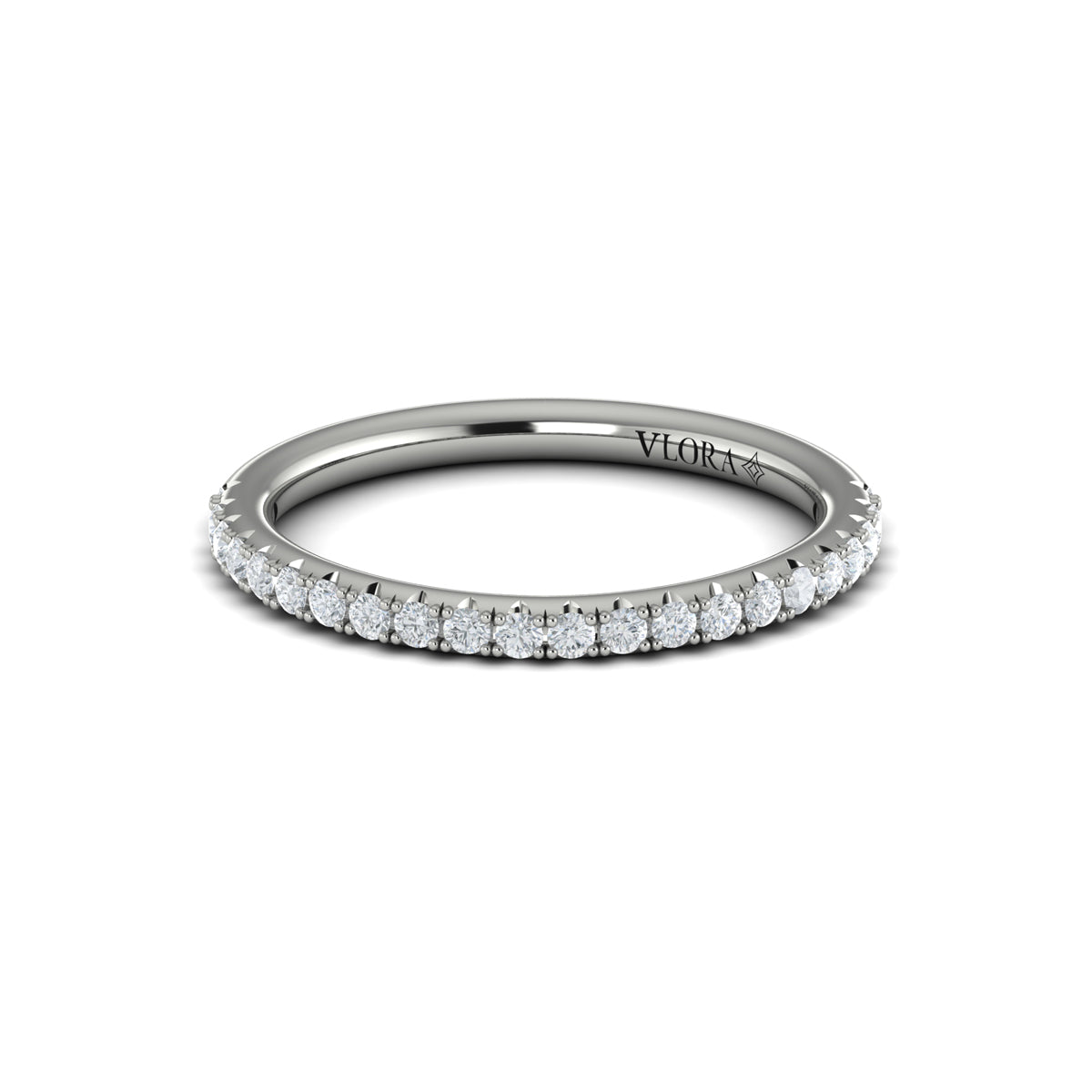 14K White Gold Emerald Cut Diamond Matching Wedding Band