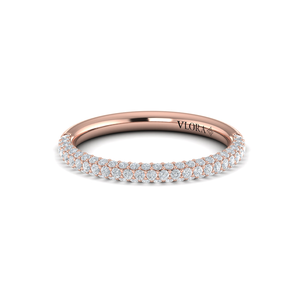 14kt Rose Gold Diamond Womens Matching Wedding Band