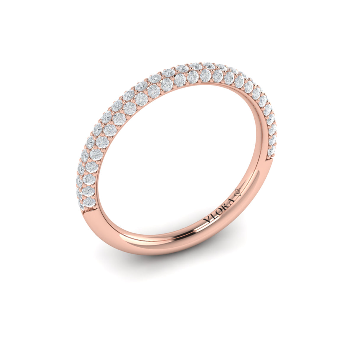 14kt Rose Gold Diamond Womens Matching Wedding Band