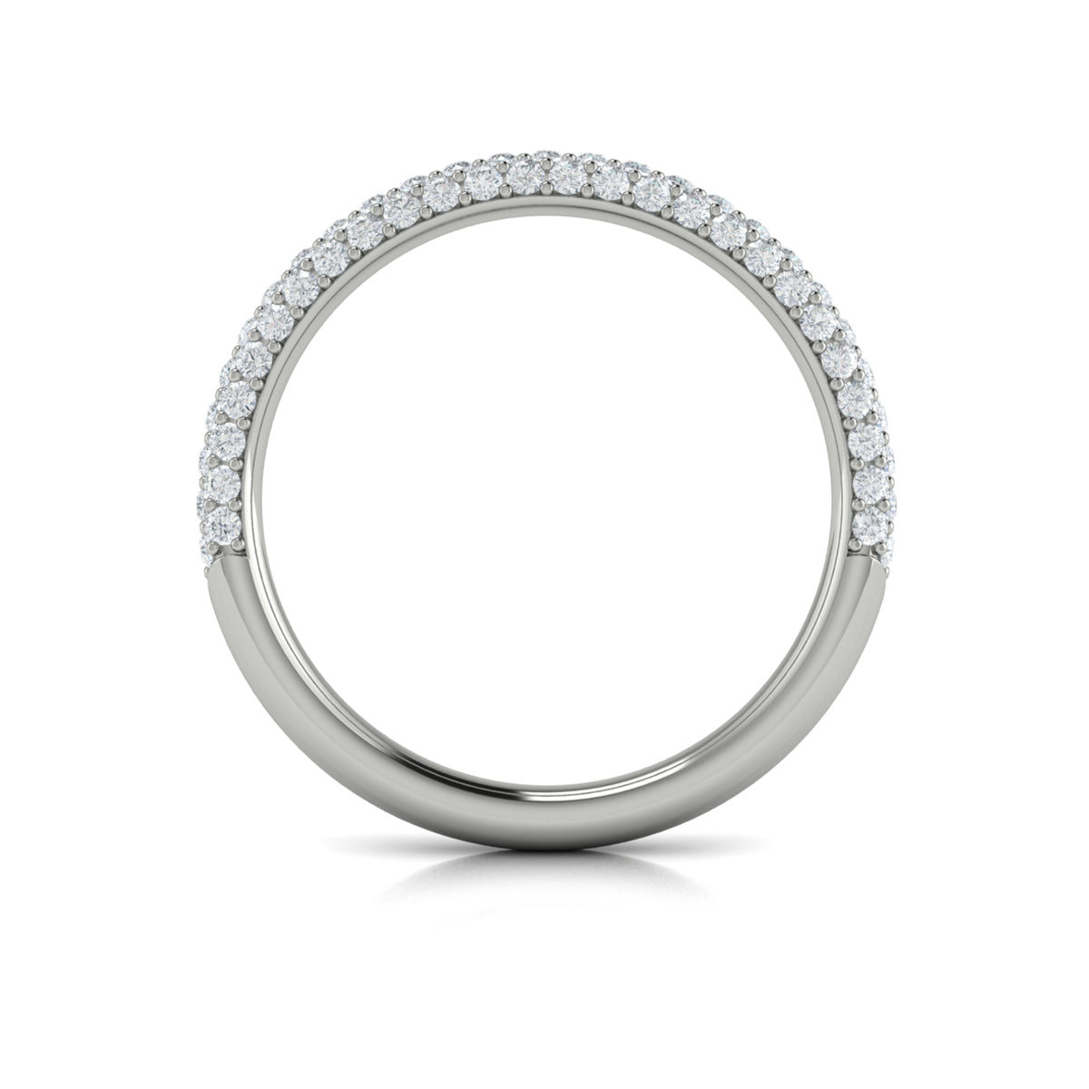 14K White Gold Pave Diamond Womens Wedding Band