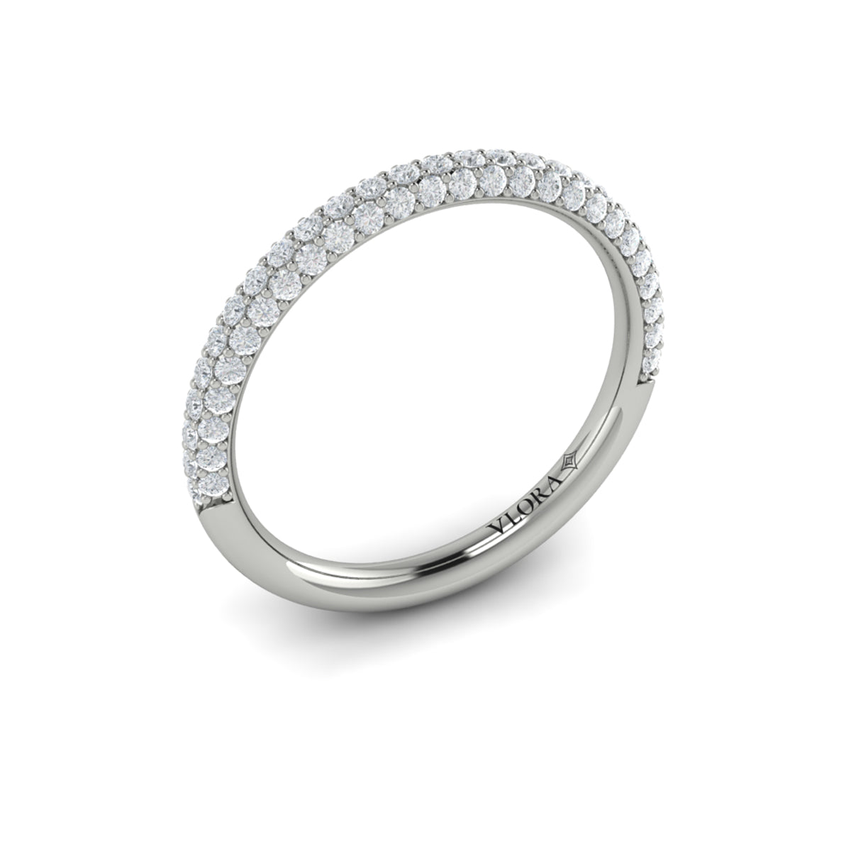 14K White Gold Pave Diamond Womens Wedding Band