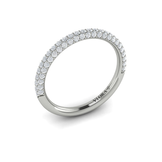 14K White Gold Pave Diamond Womens Wedding Band