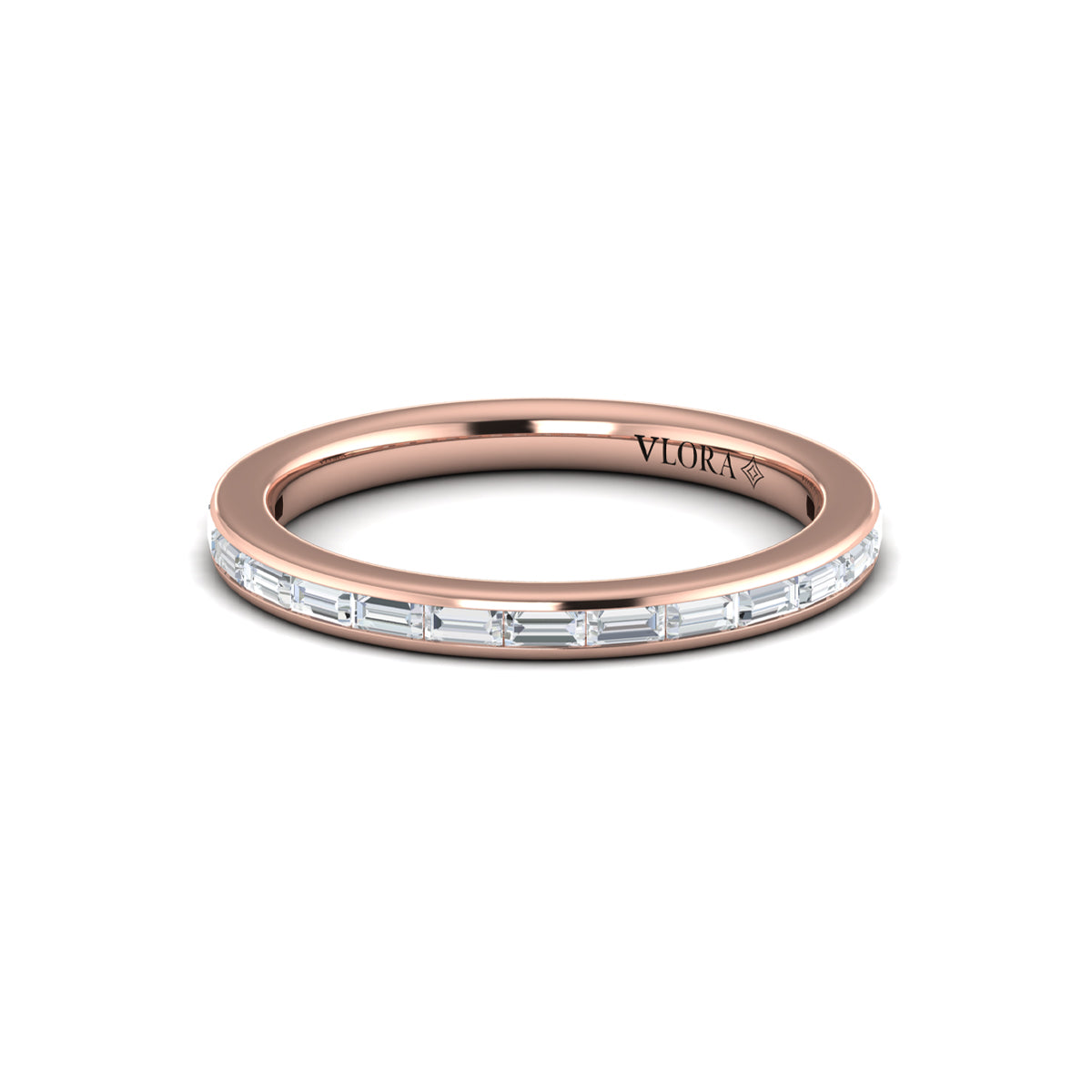 14kt Rose Gold Oval Diamond Womens Wedding Band