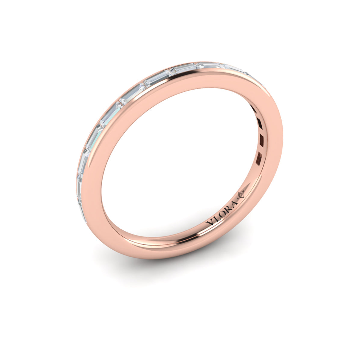 14kt Rose Gold Oval Diamond Womens Wedding Band