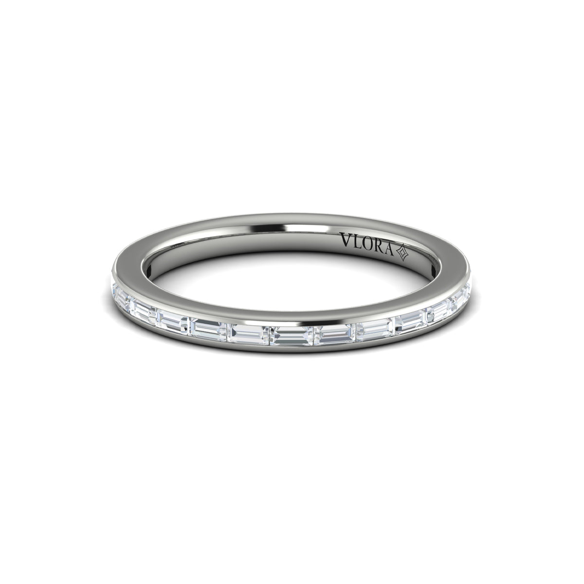 14K White Gold Oval Diamond Womens Wedding Band