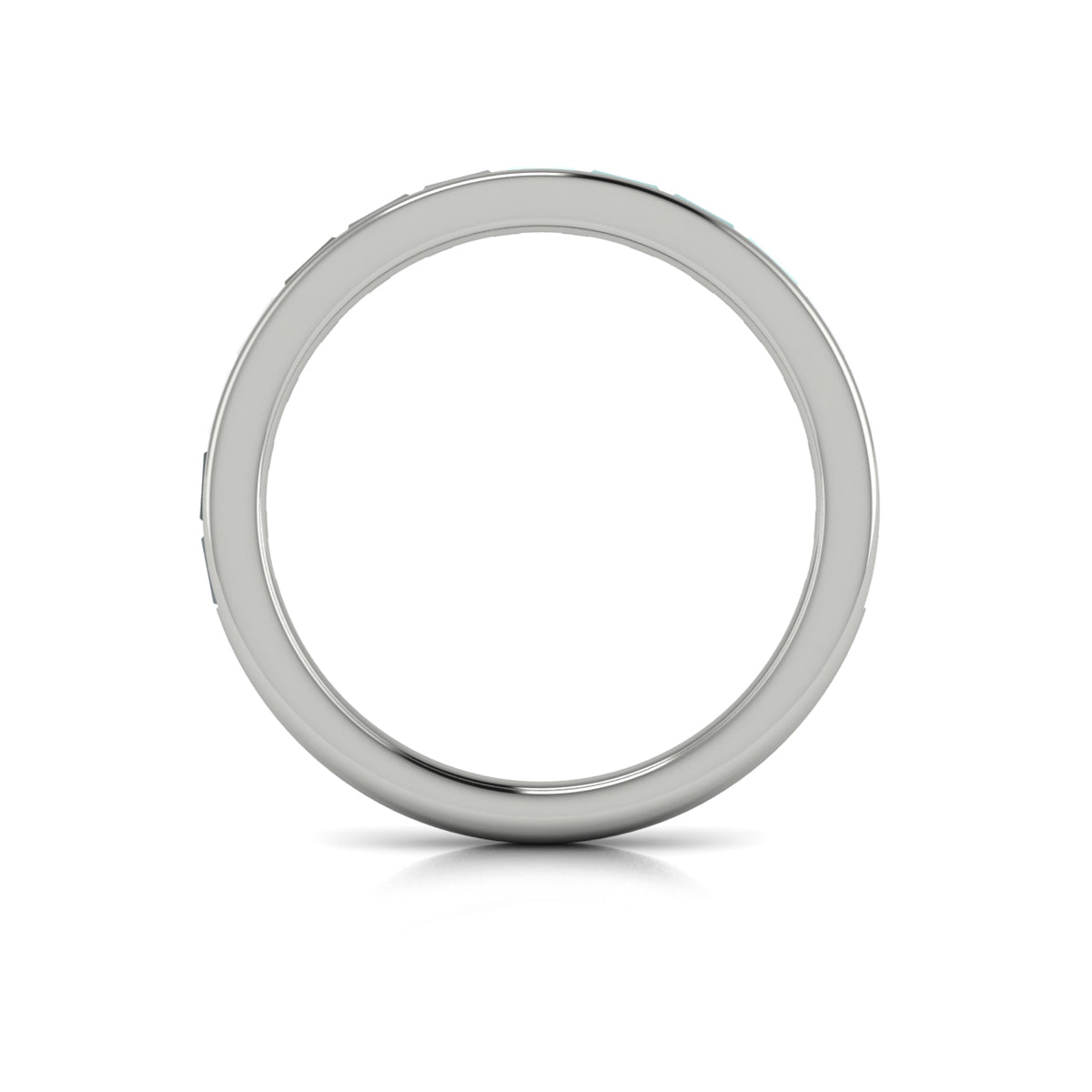 14K White Gold Oval Diamond Womens Wedding Band