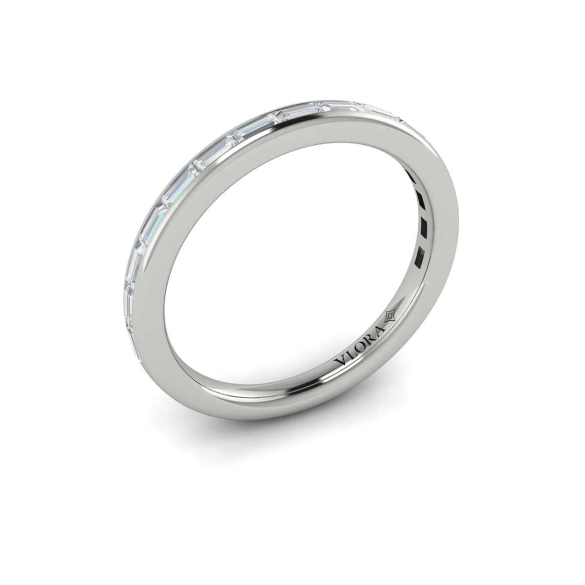 14K White Gold Oval Diamond Womens Wedding Band