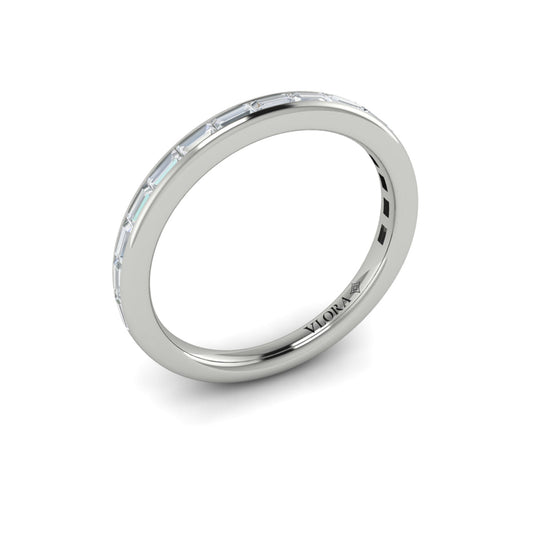 14K White Gold Oval Diamond Womens Wedding Band