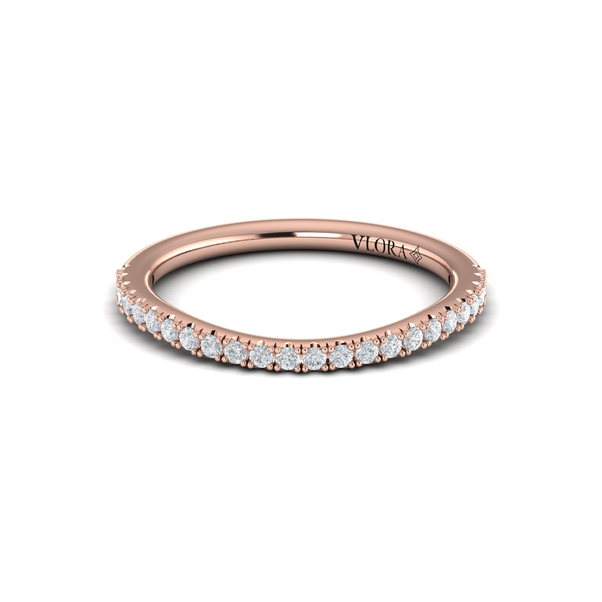14kt Rose Gold Diamond Womens Matching Wedding Band