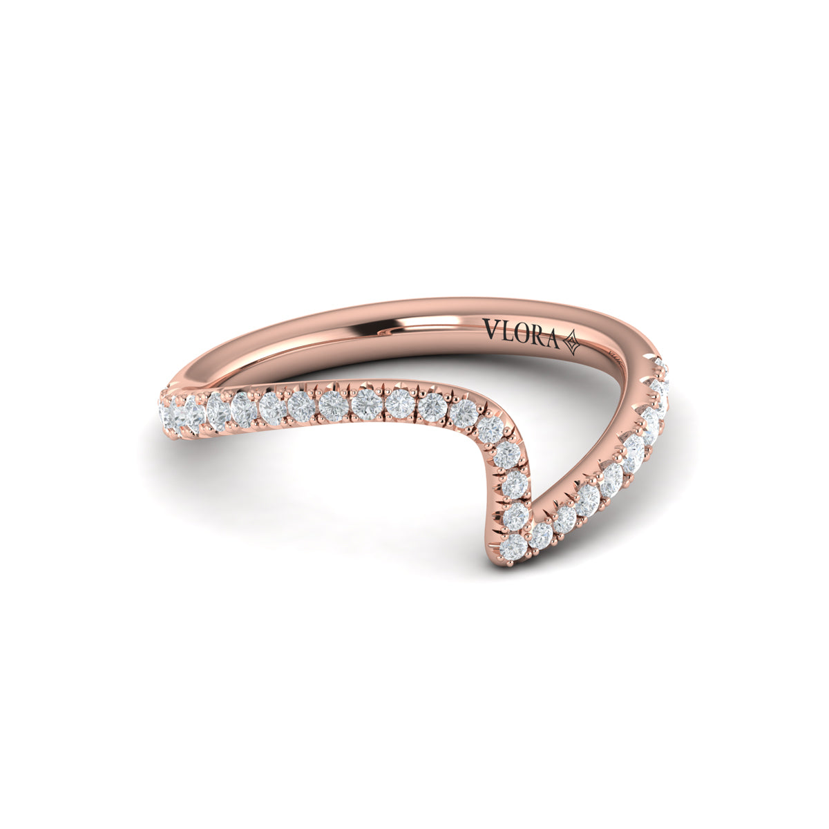 14kt Rose Gold Diamond Womens Matching Wedding Band