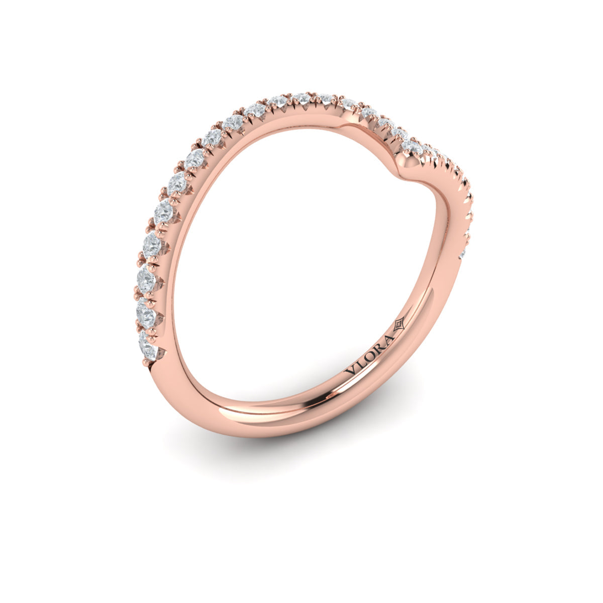 14kt Rose Gold Diamond Womens Matching Wedding Band