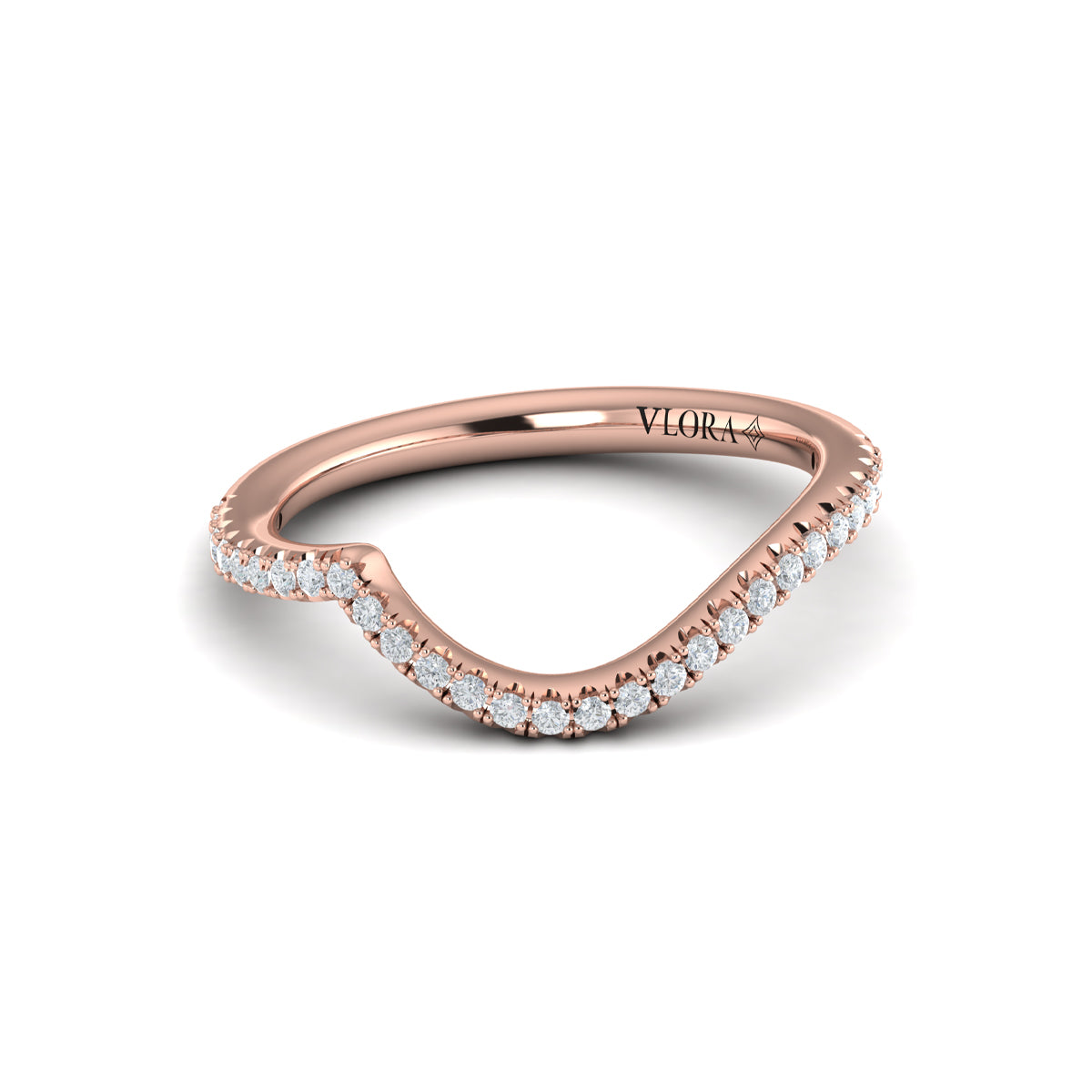 14kt Rose Gold Diamond Womens Matching Wedding Band