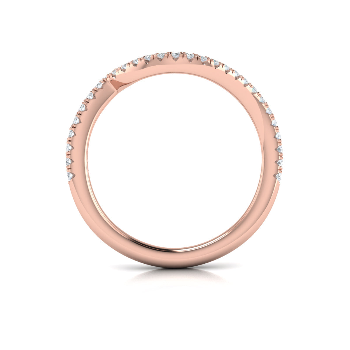14kt Rose Gold Diamond Womens Matching Wedding Band