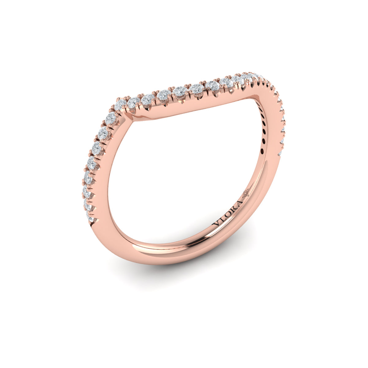 14kt Rose Gold Diamond Womens Matching Wedding Band