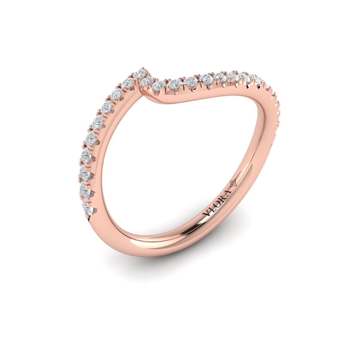 18kt Rose Gold Diamond Womens Matching Wedding Band