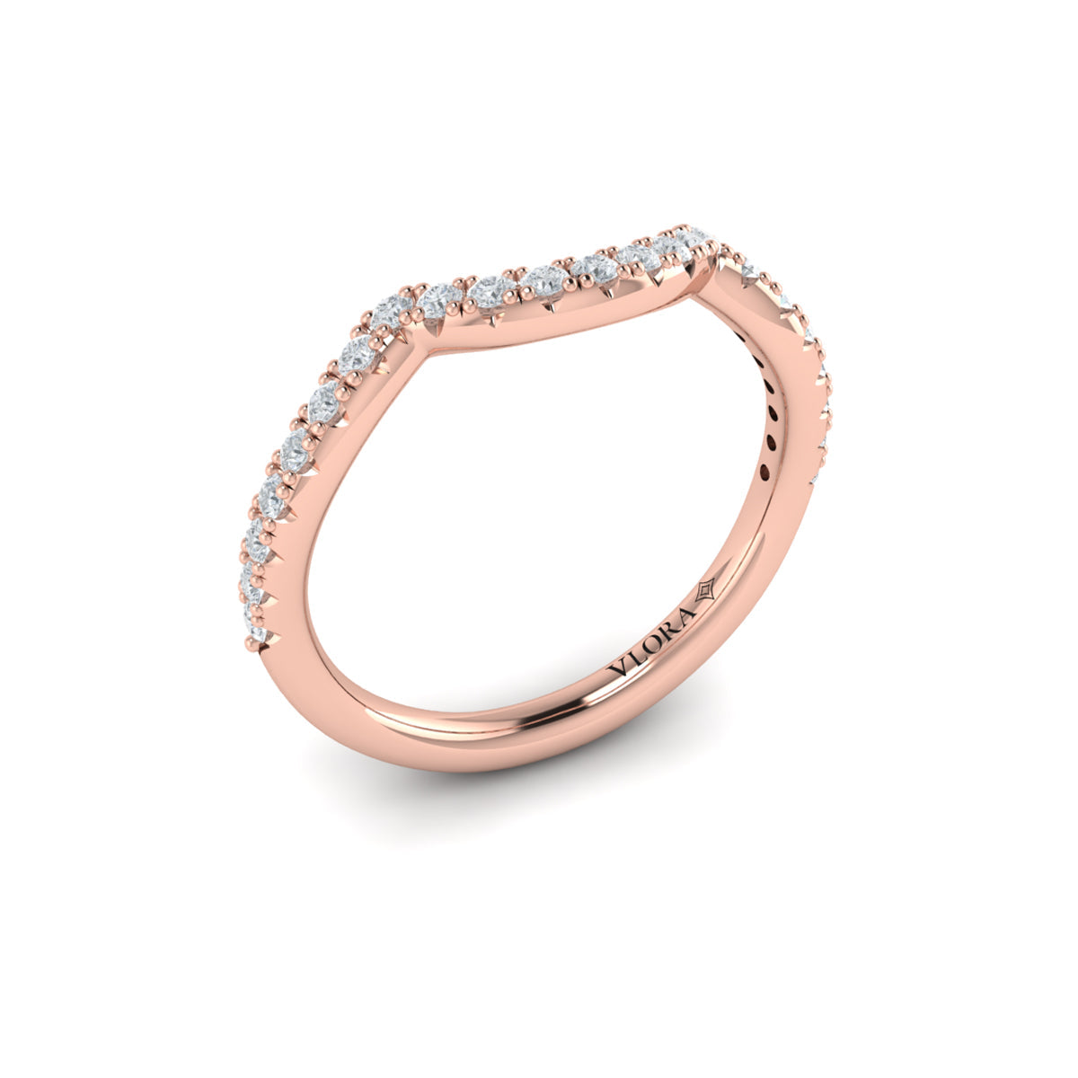 14kt Rose Gold Diamond Womens Wedding Band