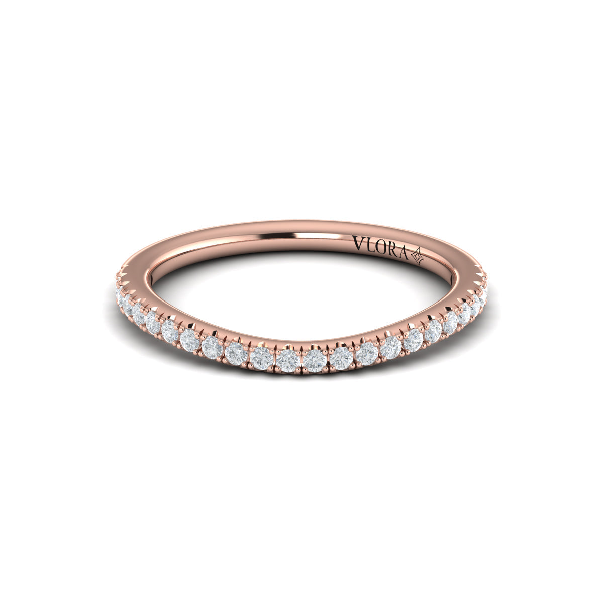 14kt Rose Gold Diamond Womens Matching Wedding Band