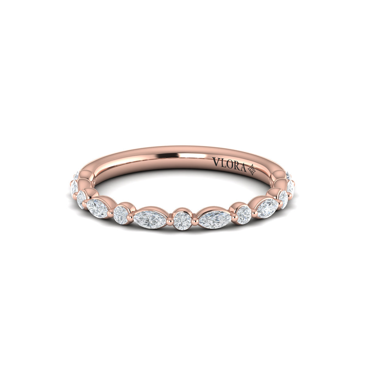 18kt Rose Gold Womens Matching Wedding Band Ring