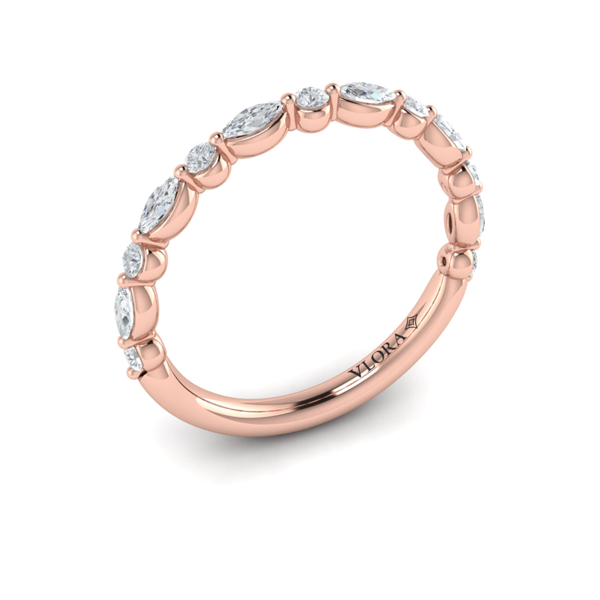 18kt Rose Gold Womens Matching Wedding Band Ring