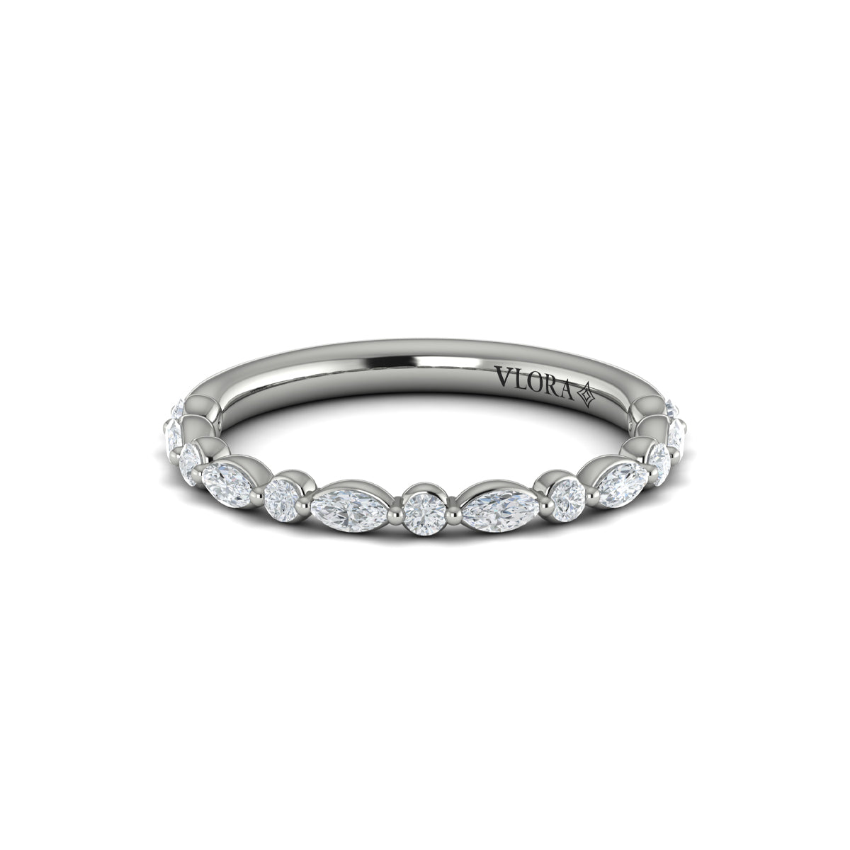 14K White Gold Diamond Womens Matching Wedding Band