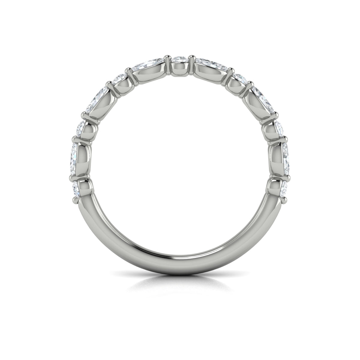 14K White Gold Diamond Womens Matching Wedding Band