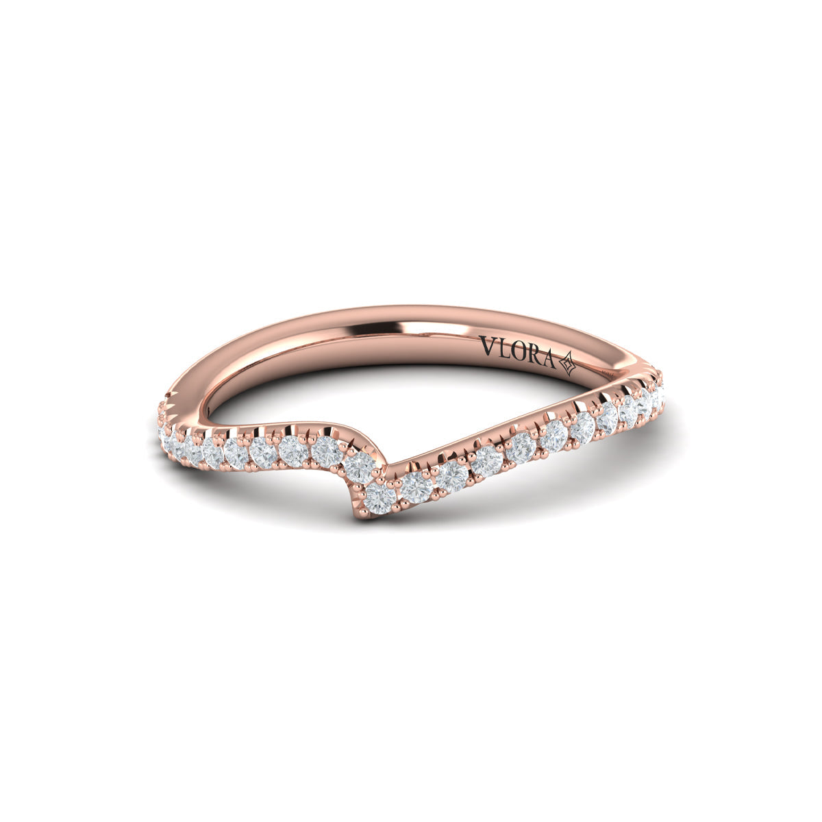 14kt Rose Gold Womens Oval Diamond Matching Wedding Band