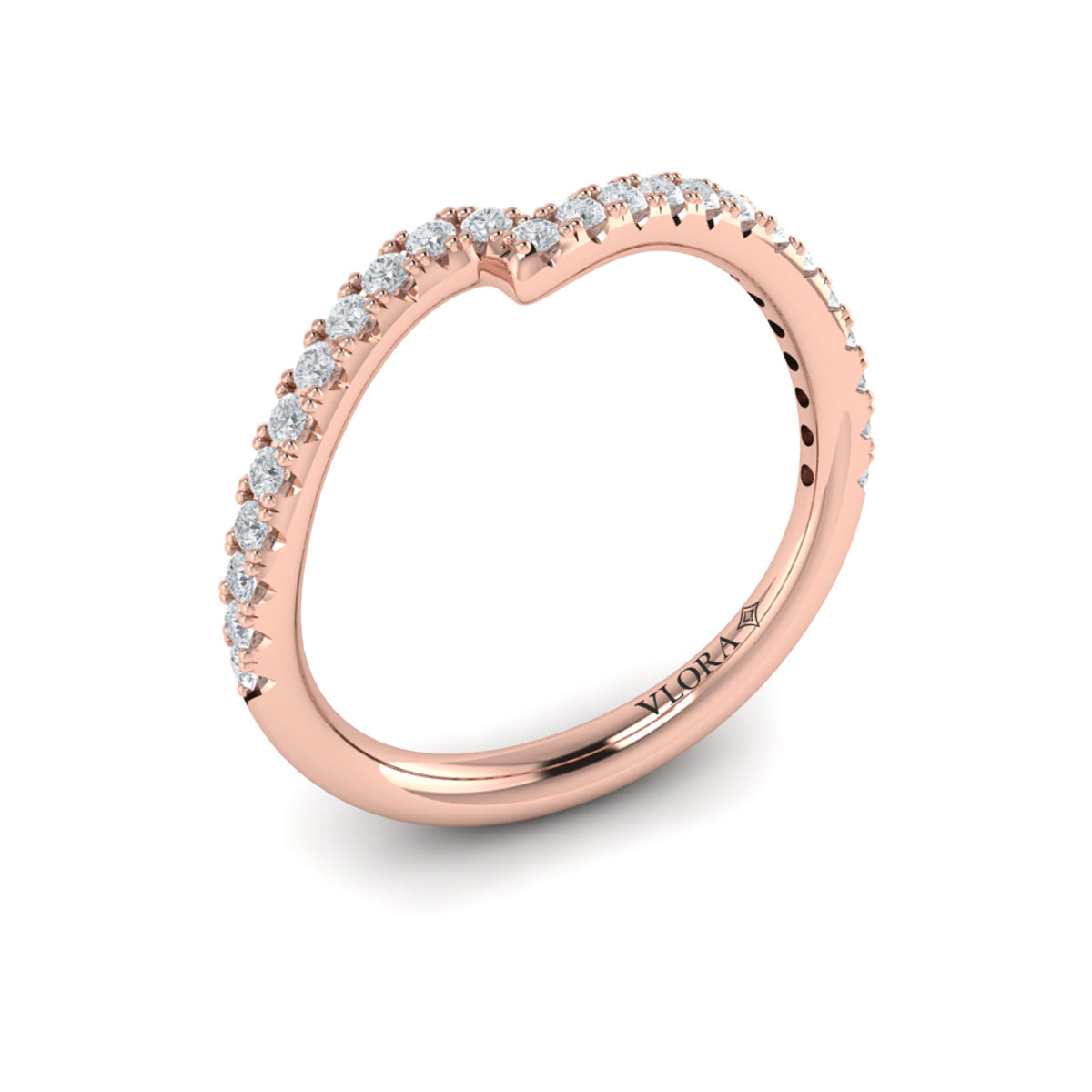 14kt Rose Gold Womens Oval Diamond Matching Wedding Band