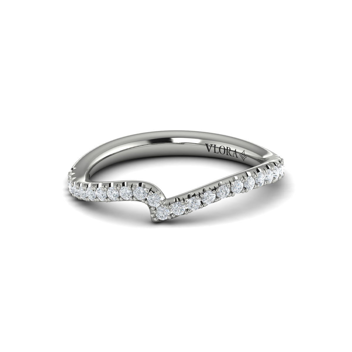 14K White Gold Oval Diamond Womens Wedding Band