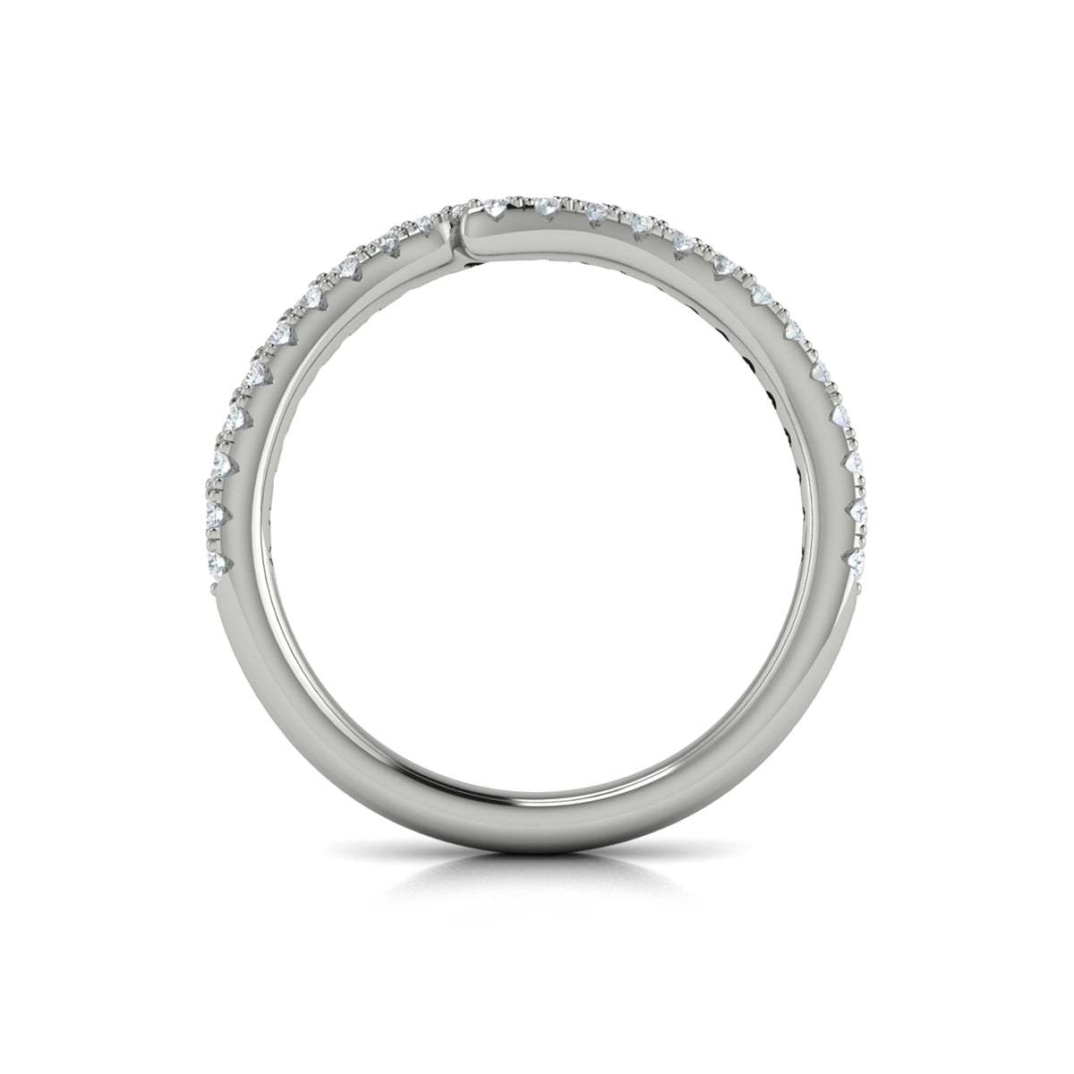 14K White Gold Oval Diamond Womens Wedding Band