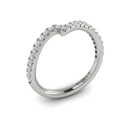 14K White Gold Oval Diamond Womens Wedding Band