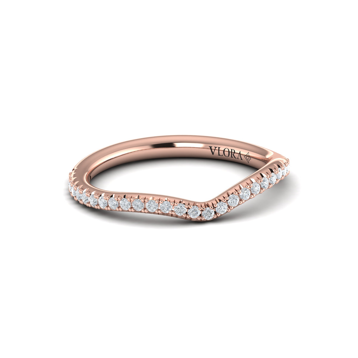 14kt Rose Gold Diamond Womens Matching Wedding Band
