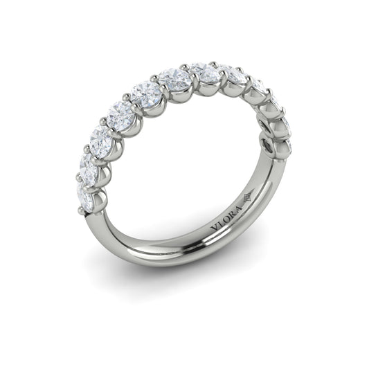 14K White Gold Oval Diamond Womens Wedding Band