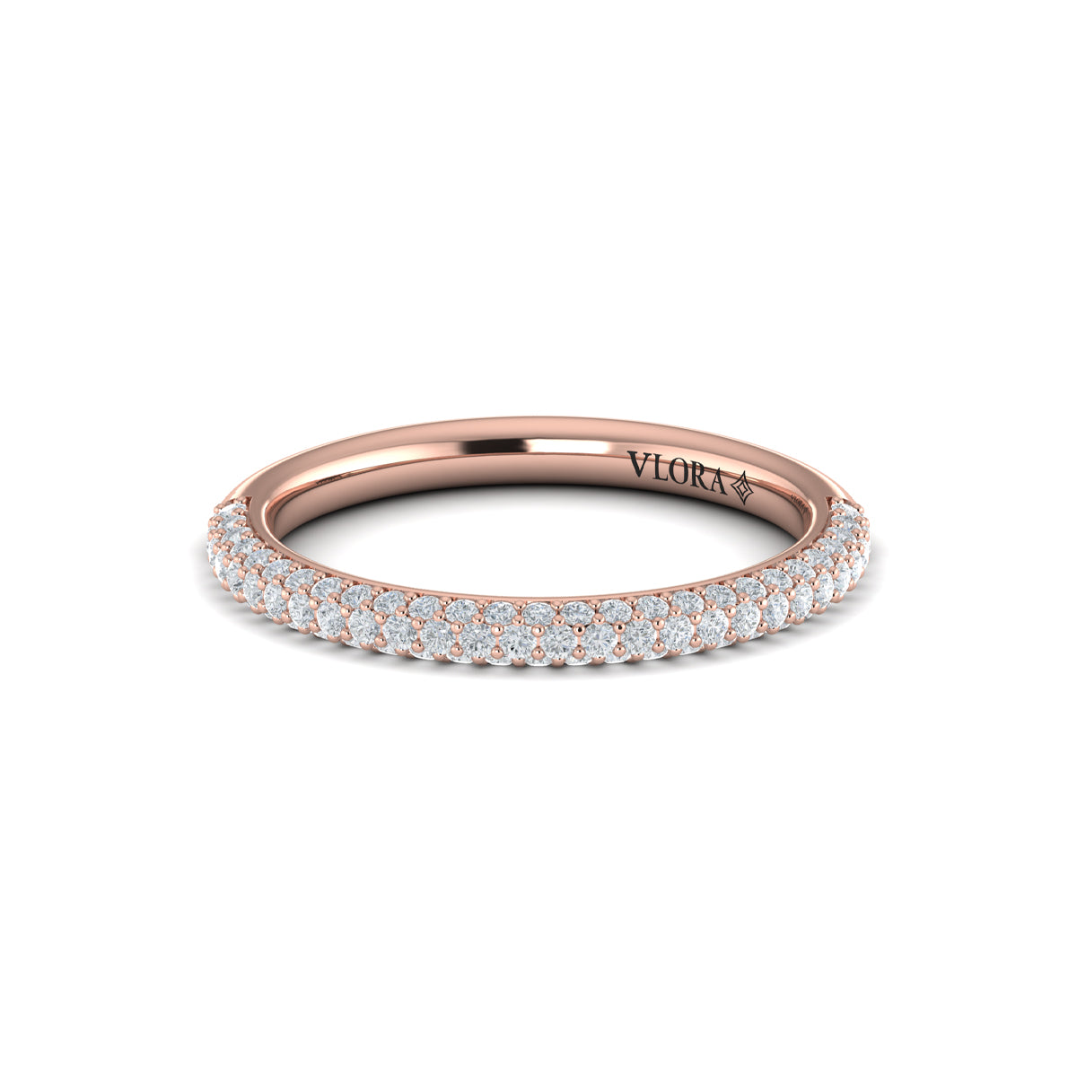 14kt Rose Gold Diamond Womens Matching Wedding Band