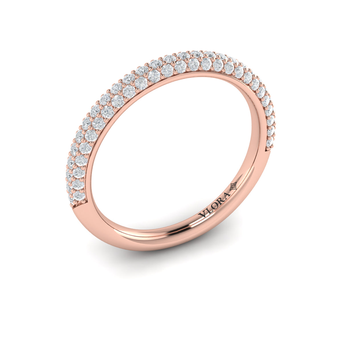 14kt Rose Gold Diamond Womens Matching Wedding Band