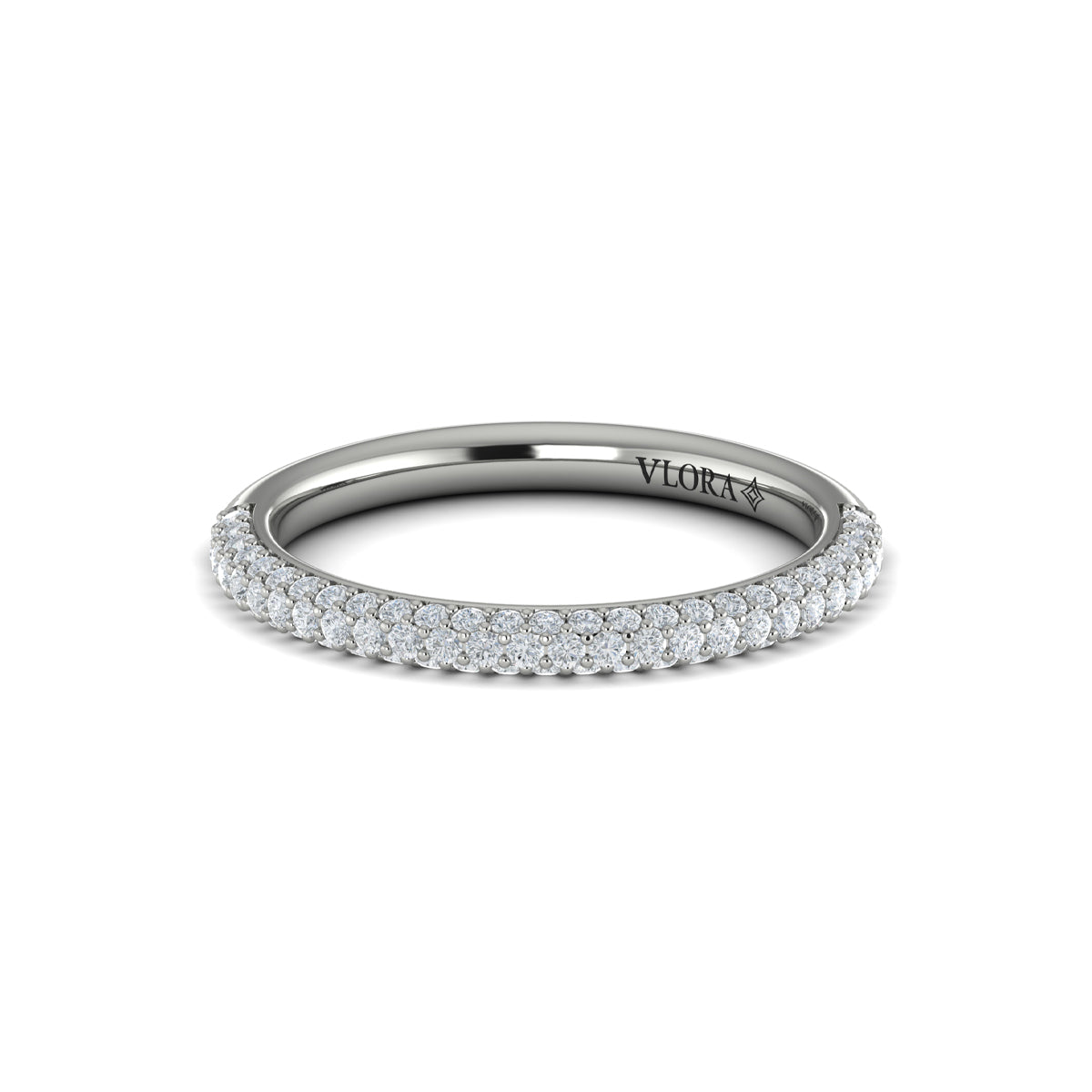 14K White Gold Diamond Micropave Matching Wedding Band