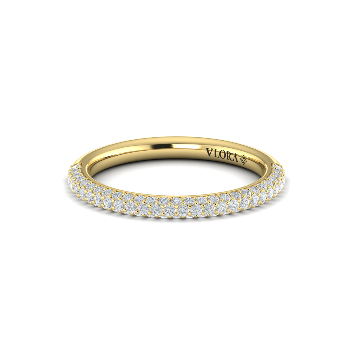 14kt Yellow Gold Diamond Womens Micropave Wedding Band