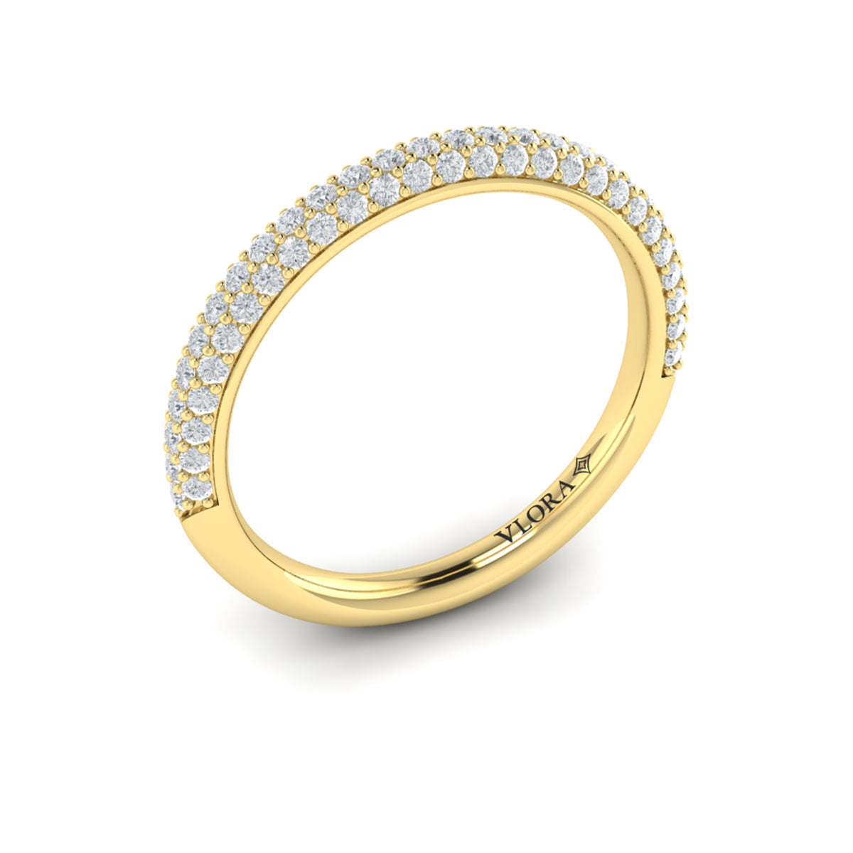 14kt Yellow Gold Diamond Womens Micropave Wedding Band