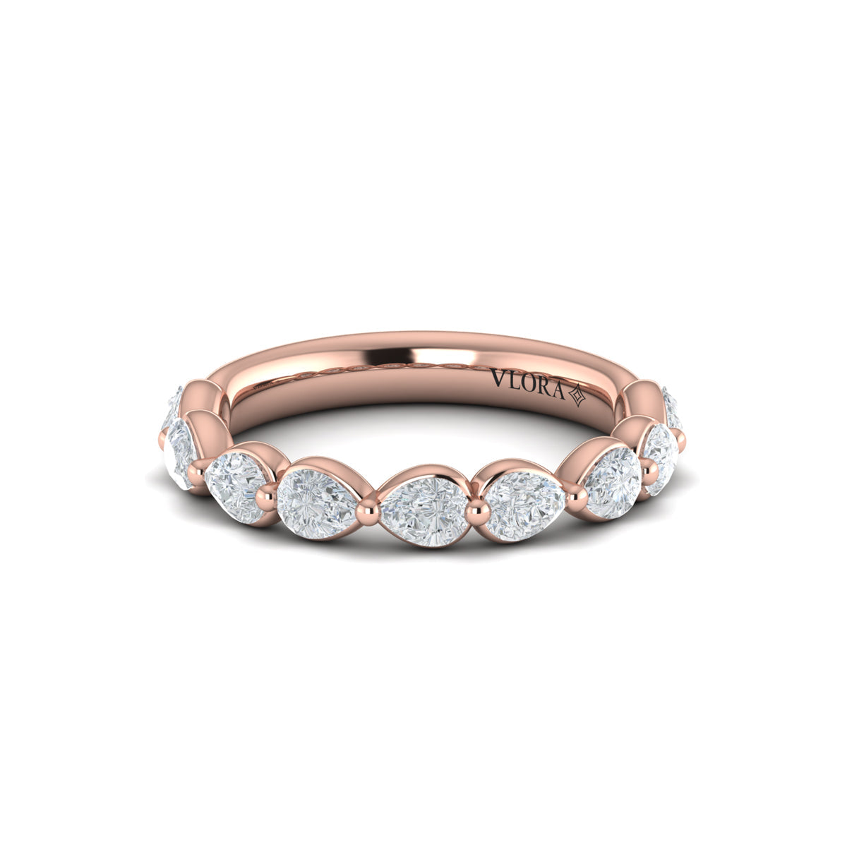 14kt Rose Gold Womens Cascade Matching Wedding Band