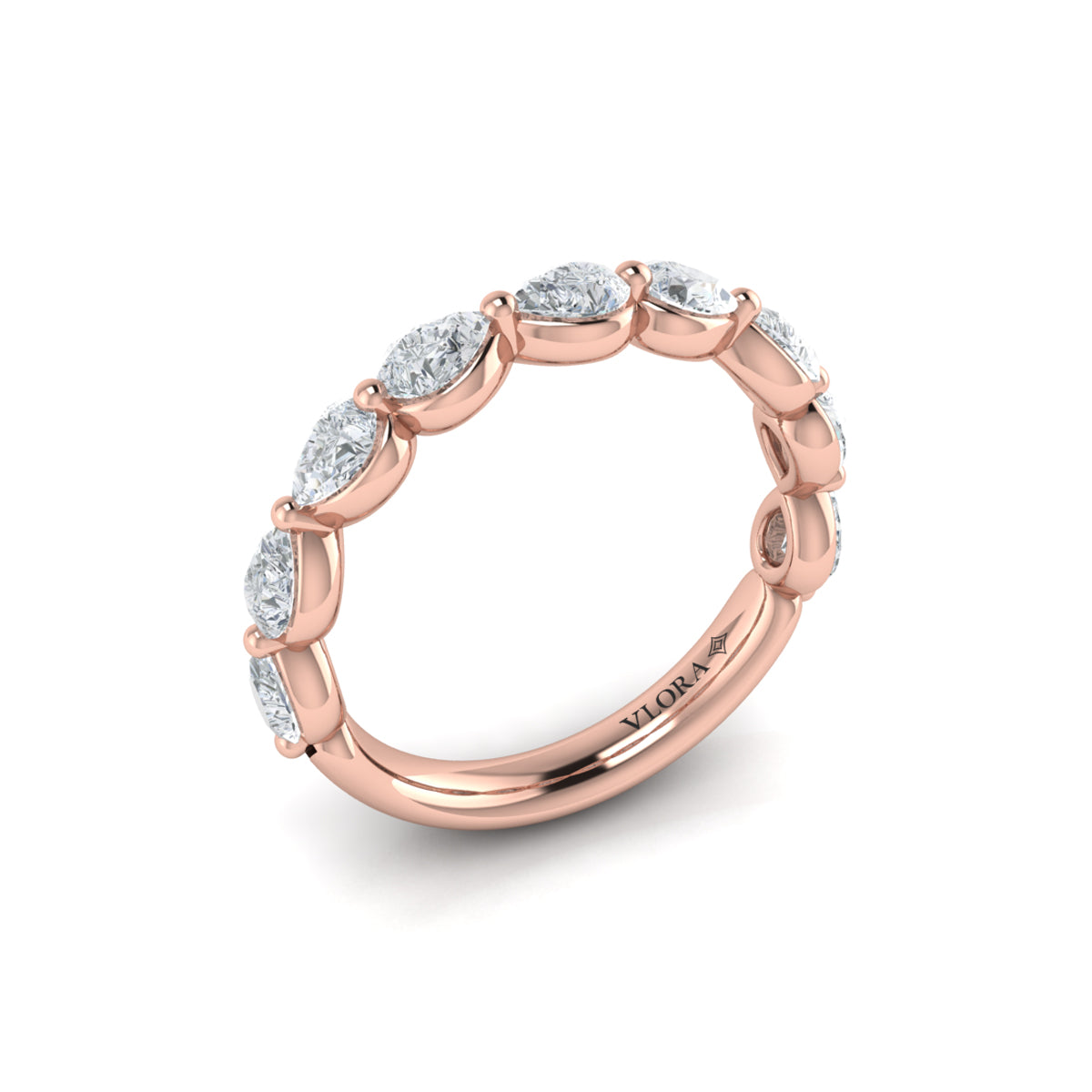 14kt Rose Gold Womens Cascade Matching Wedding Band
