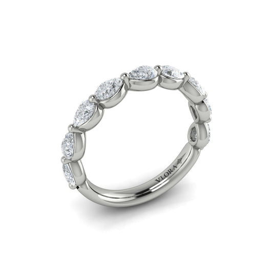 14K White Gold Oval Diamond Womens Wedding Band