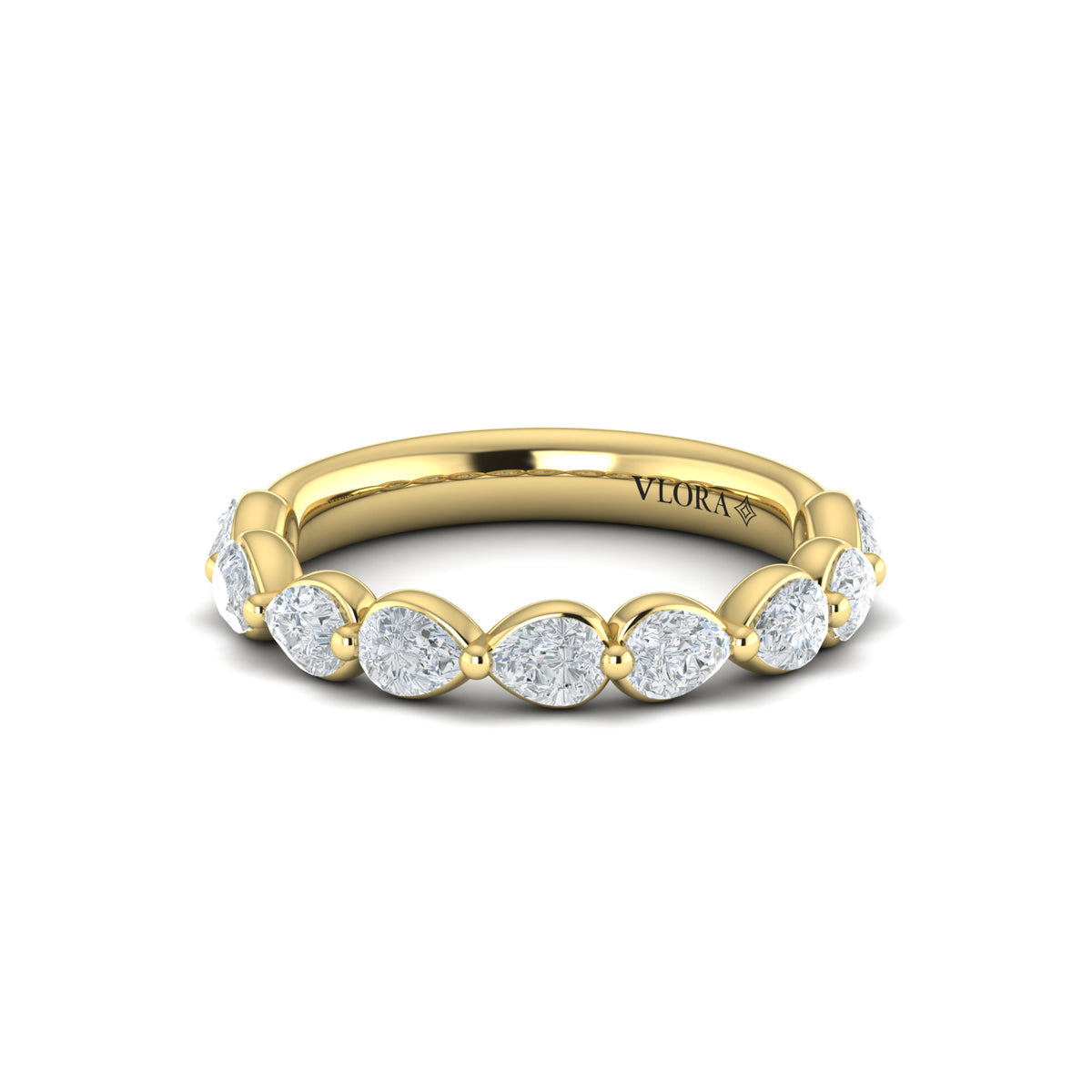 14kt Yellow Gold Womens Matching Oval Wedding Band